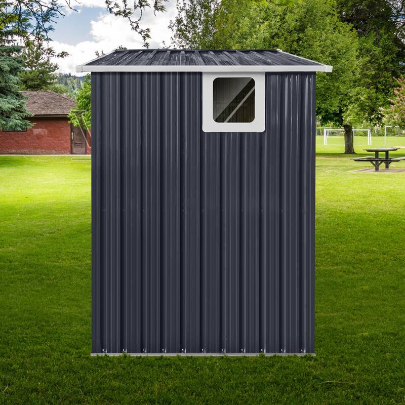 Metal Garden Sheds 7ftx4.3ft Outdoor Storage Sheds Coal Grey With Window