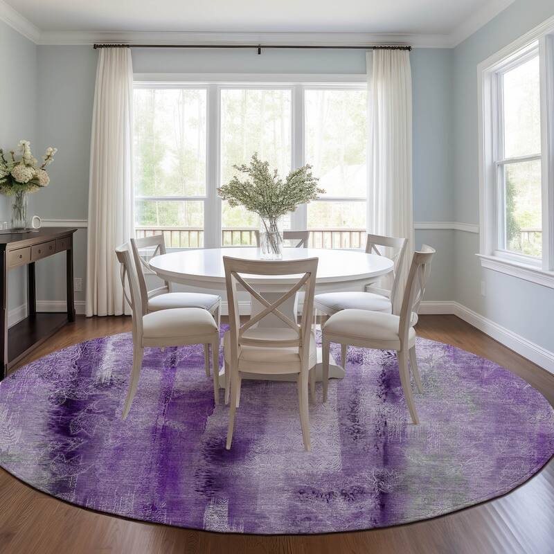 Machine Washable Indoor/ Outdoor Modern Imprints Chantille Rug