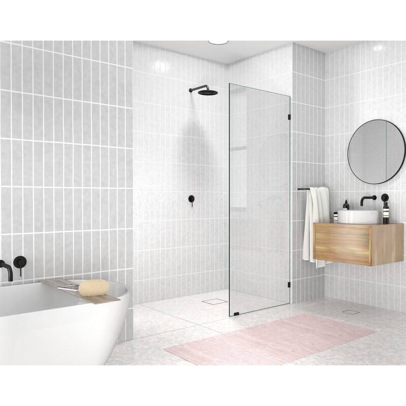 Glass Warehouse 78" x 30" Frameless Shower Door - Single Fixed Panel - Matte Black