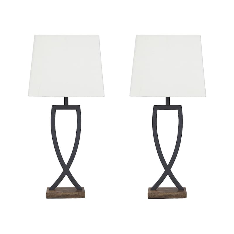 Makara Metal Black/Brown 29 Inch Table Lamp - Set of 2 - 13.13" W x 9.13" D x 28.75" H