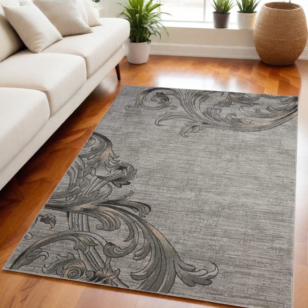 Power Loomed Floral Non Skid Stain Resistant Area Rug - 87' X '63' X '0.5