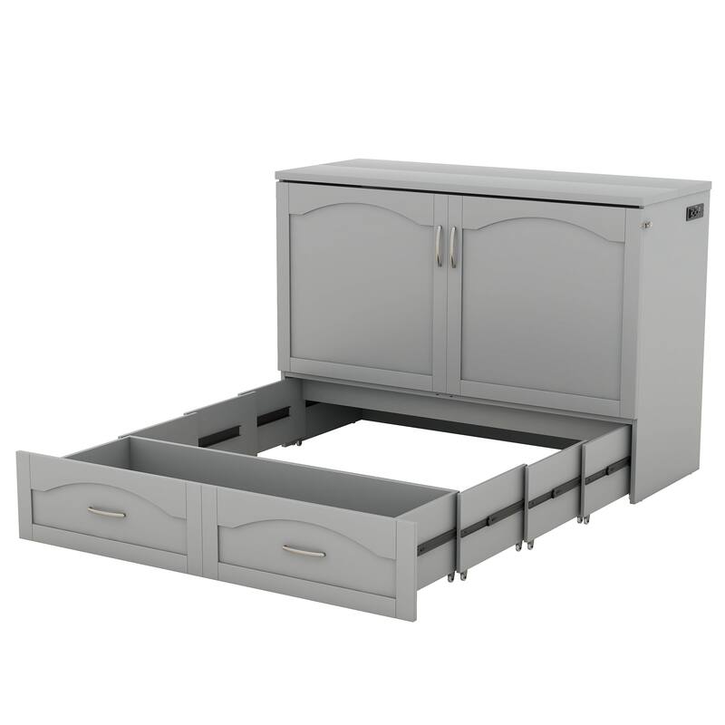 Full Size Murphy Wall Bed with drawer and Sockets and USB Ports