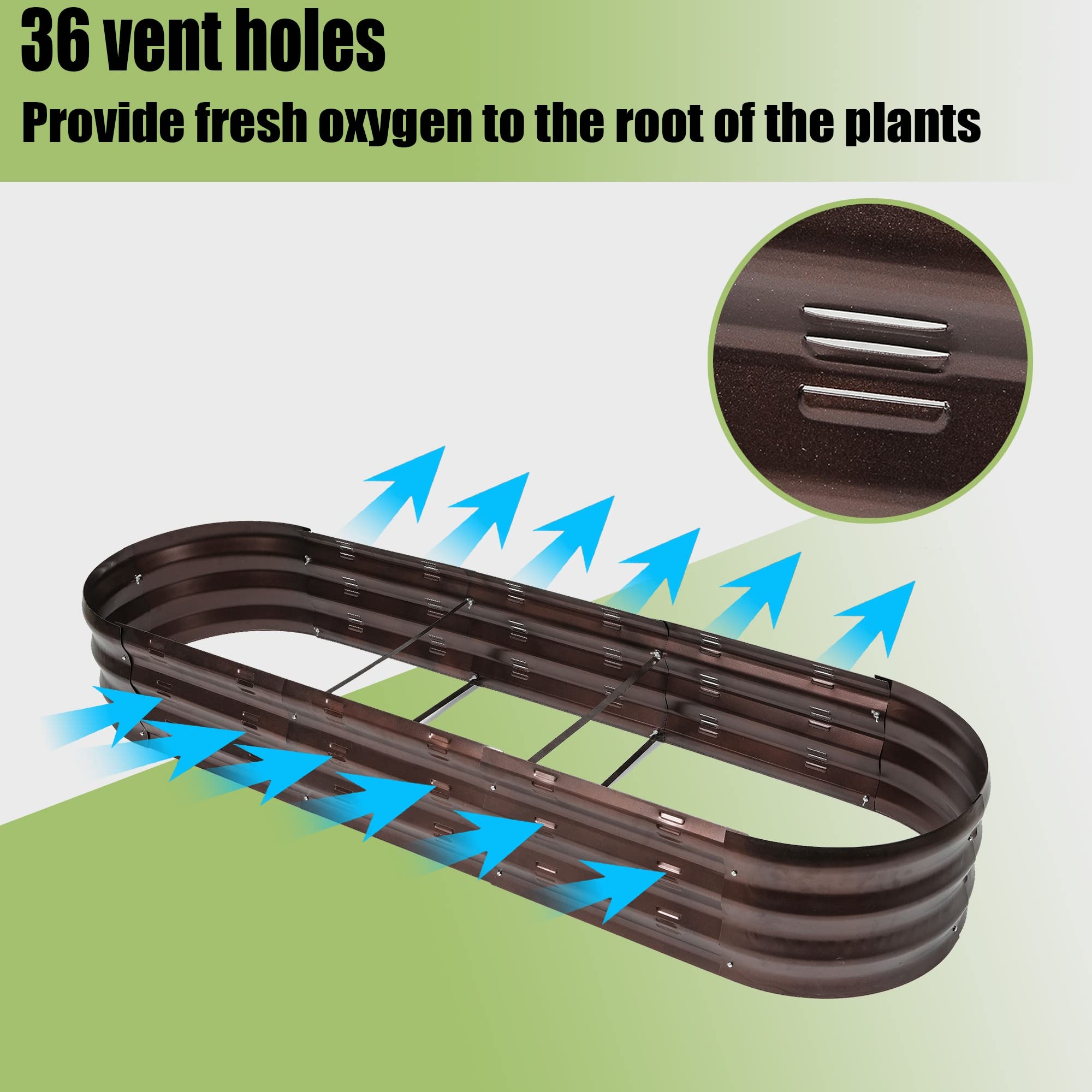 Brown Metal 5.5-Ft Oval Raised Garden Bed Planter - 5.5ft W x 1.625ft D x 0.8ft H