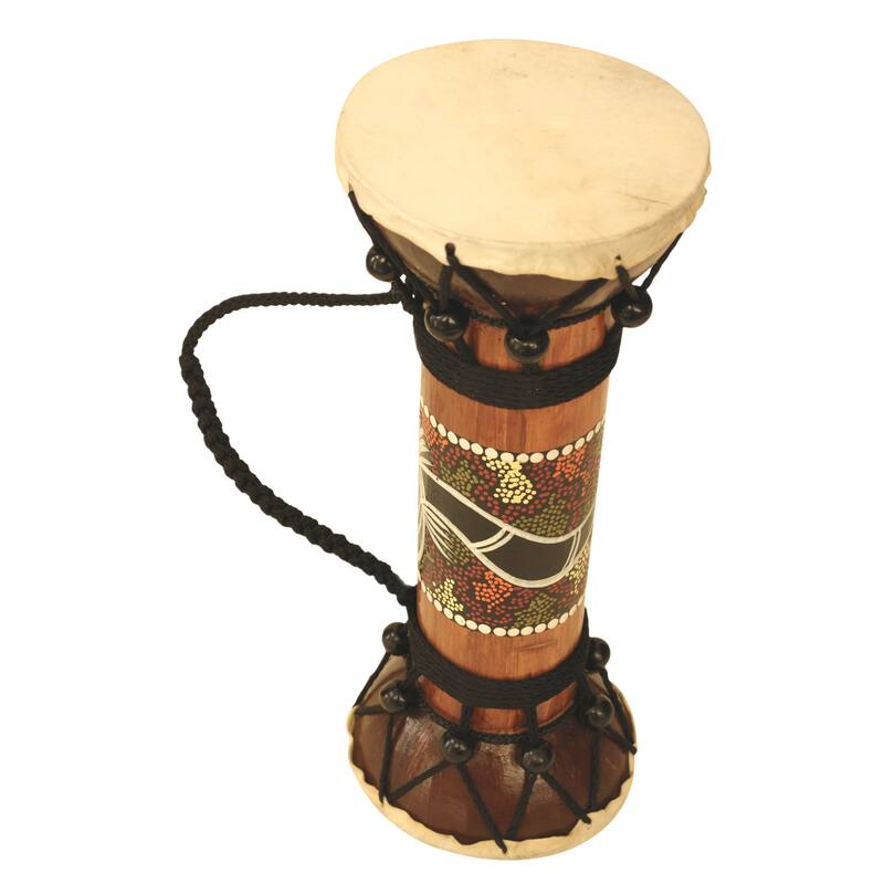 Exotic Wooden Hand Carved Double Sided Drum Djembe Home Decor Gift Wood Decoration Handcrafted Accent Decorative