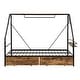 preview thumbnail 6 of 20, Twin/Full Size Metal House Bed with 2 Storage Drawers, Clothes Rack and Metal Grid, Platform Bed with Top Shelf and Side Shelf