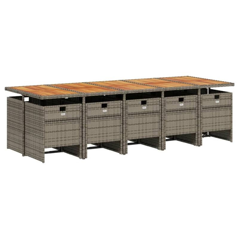 vidaXL Patio Dining Set Set of 10 Gray and brown - 41.7 in x 108.3 in x 28.7 in