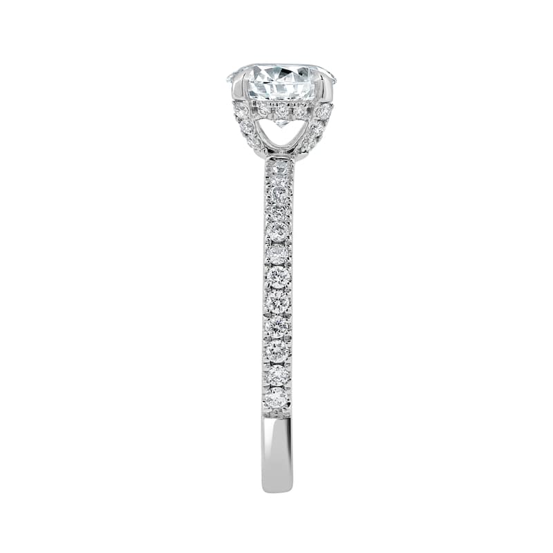 Auriya Lab Grown 1 1/3 ct Round-cut Hidden Halo Diamond Engagement Ring in 14k Gold Certified (H-I, VS1-VS2)
