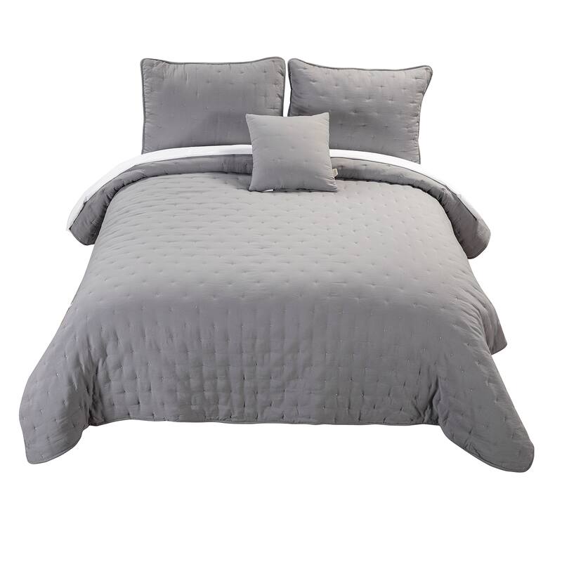 Emilie 4 Piece Crescent Stitch Quilt Set by HULALA HOME