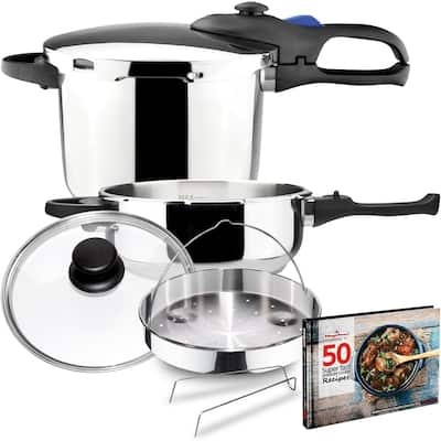 Magefesa Favorit Six Stainless Steel Pressure Cooker Set, 3.2 & 6.3 Qts