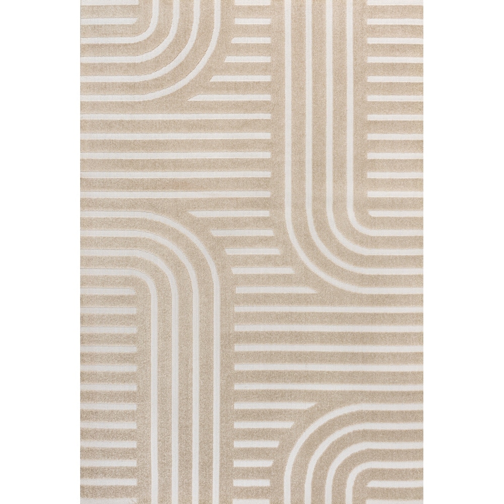 JONATHAN Y Finn High-Low MidCentury Modern Arch Stripe Two-Tone Indoor/Outdoor Rug