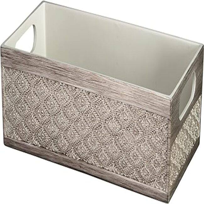 Creative Scents Dublin Silver-Gray Toilet Paper Holder Storage Basket - Silver