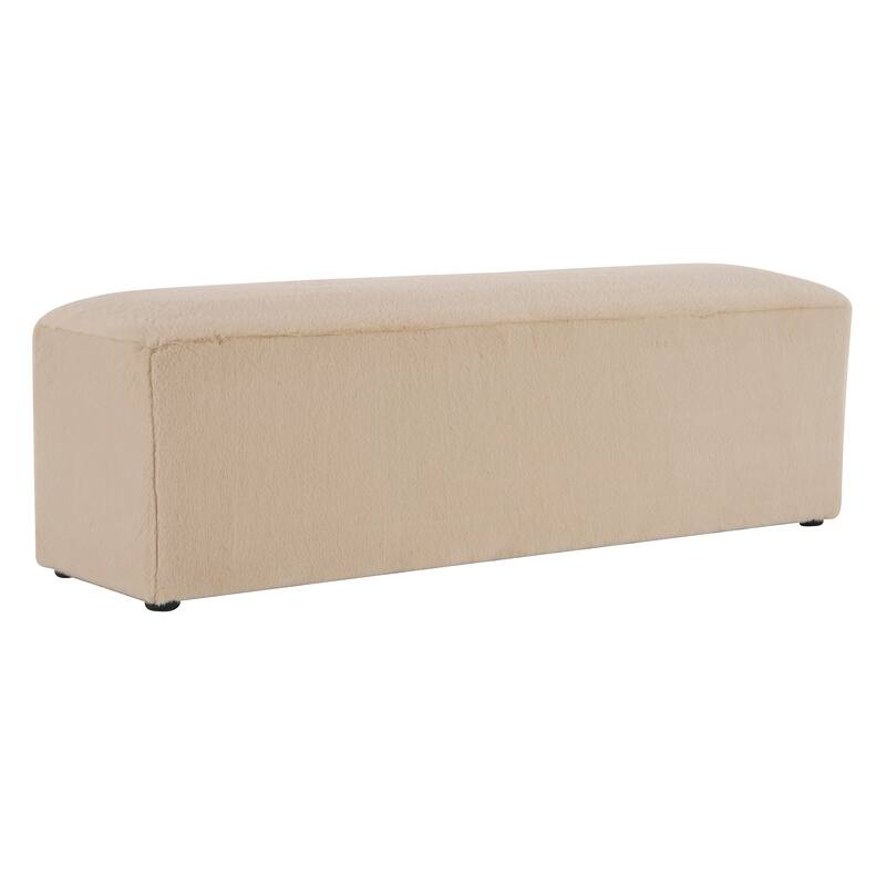 Almond Long Plush Ottoman, Modern Simple Footstool and Seat for Home Use
