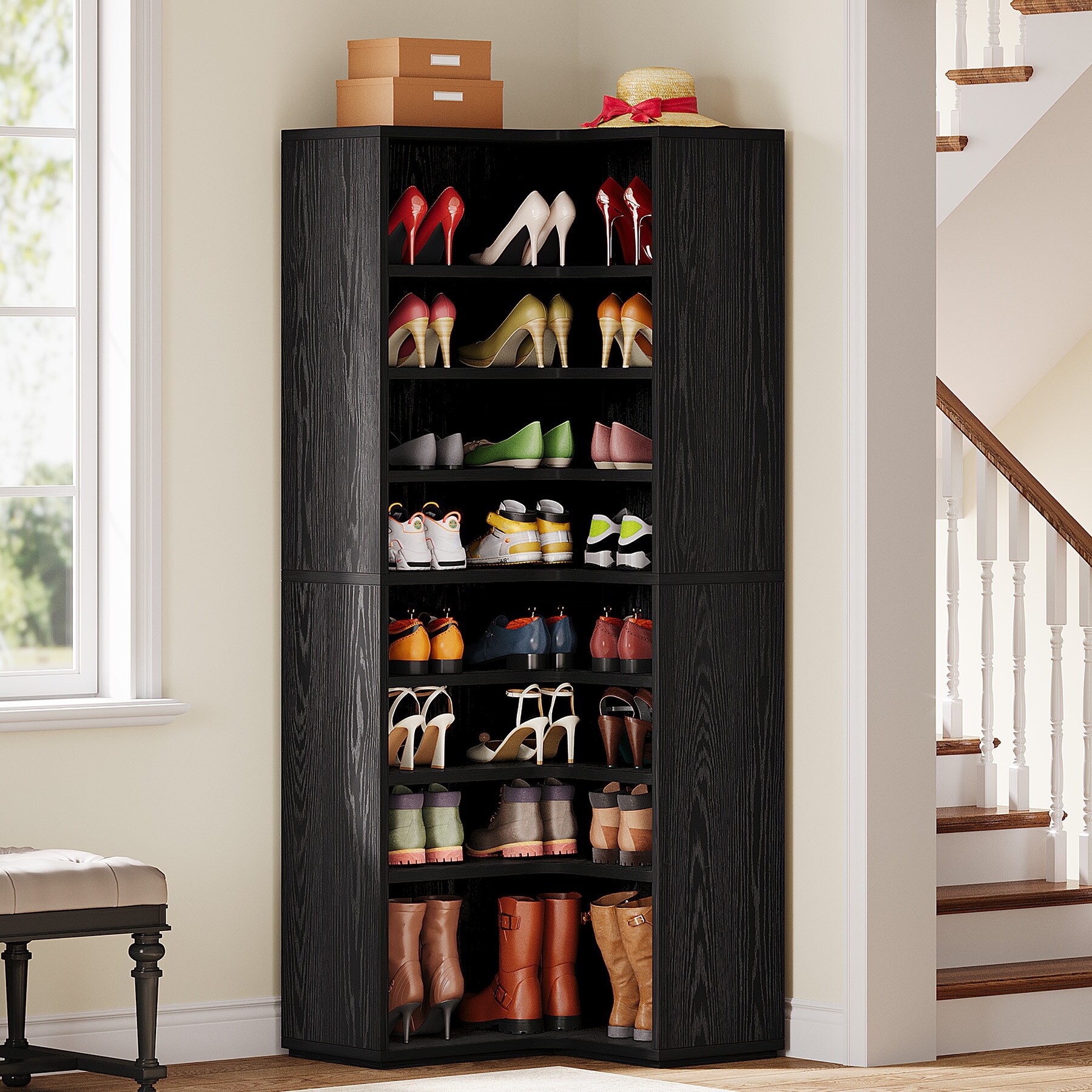 置物 GIMME SOME NEXT Bathroom Floor Cabinet, Corner Storage Unit, 2 Drawers