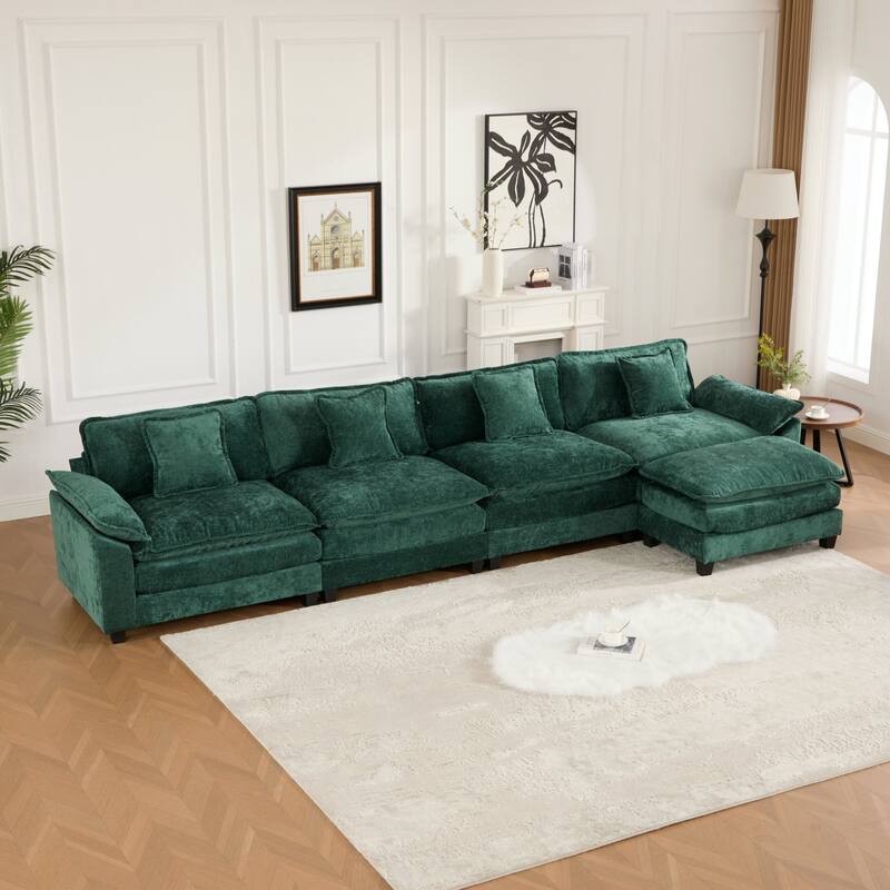 GDF Studio - Sandy Comfort Modern Upholstered Sectional Sofa with Double-Layer Chenille Cushions