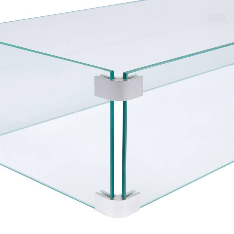 Fire & Flare Patio Firepit Tempered Glass Wind Guard 36.5" L x 10.5" D