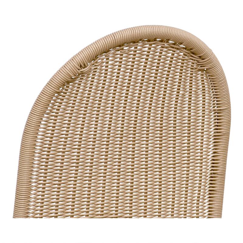 NADAAL STUDIOS Maireth Outdoor Dining Chair, Curved Wicker Design, Iron Frame, Brown Finish - Set of 2