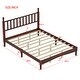 preview thumbnail 27 of 25, Queen Size Wood Platform Bed with Gourd Shaped Headboard, Retro Style Platform Bed with Wooden Slat Support, White