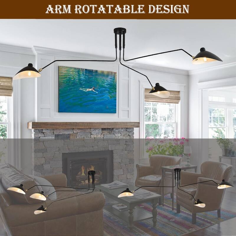 Modern Black Chandelier 3 arm Chandelier Mid Century Chandelier. - 43.3*35.4*37.6in