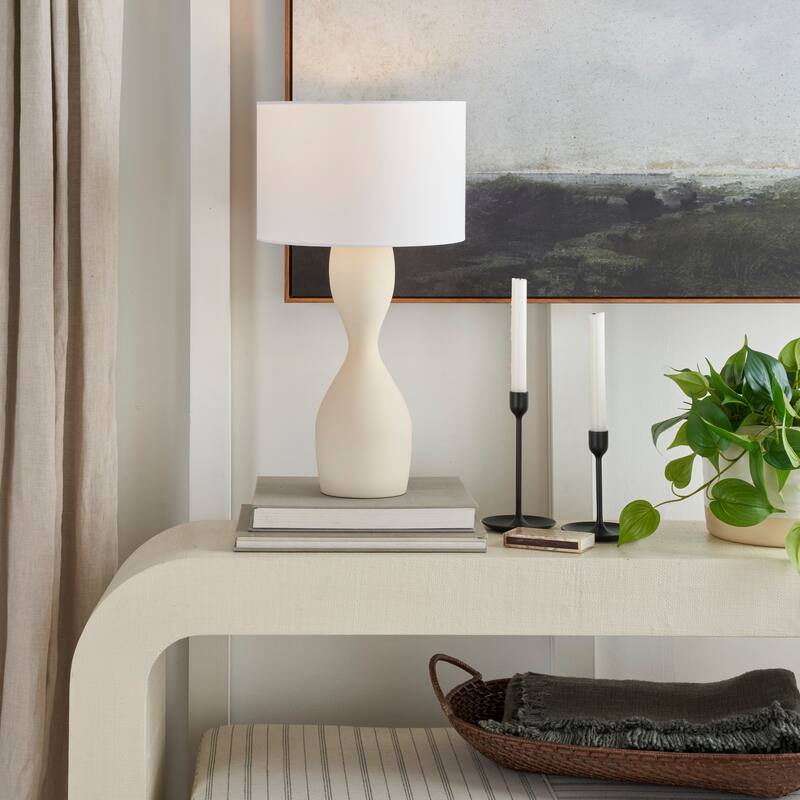 Nourison 23" Modern Wavy Smooth Ceramic Table Lamp