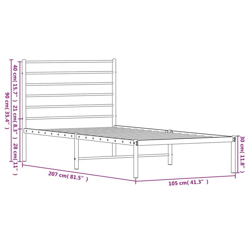 vidaXL Metal Bed Frame with Headboard, No Mattress