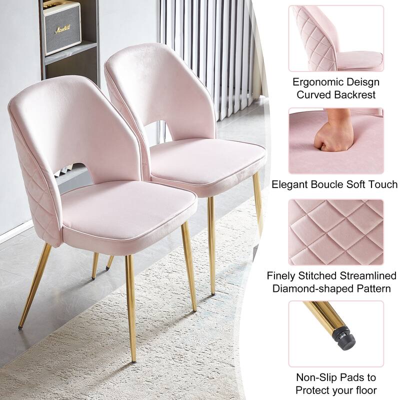 Velvet Dining Chairs with Metal Legs