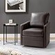 preview thumbnail 18 of 55, Terrance Transitional Swivel Faux Leather Barrel Accent Chair with Metal Base