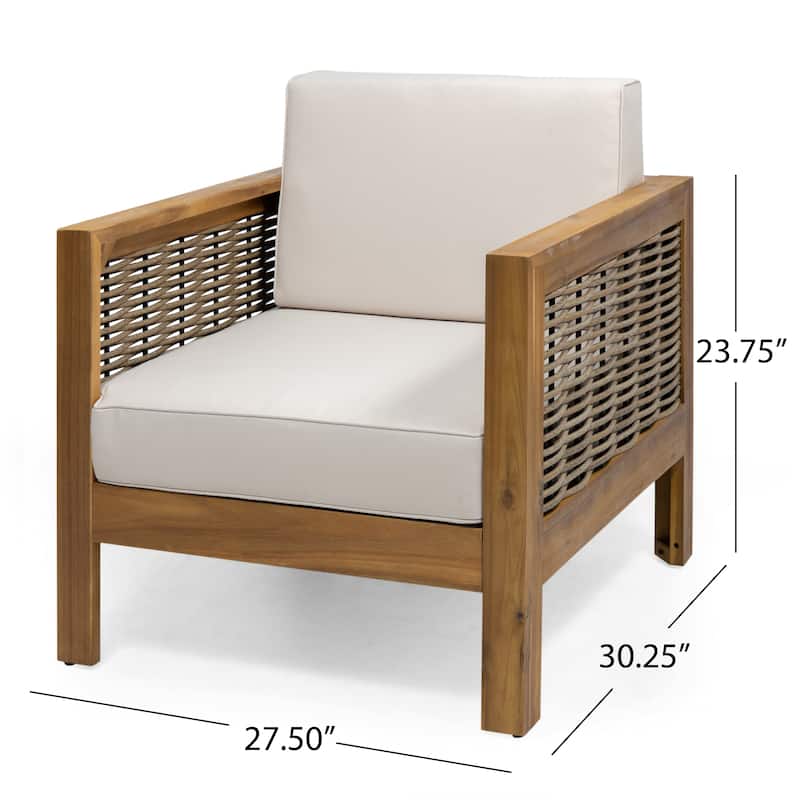 Linwood Outdoor Acacia Wood Club Chair with Wicker Accents (Set of 2) by Christopher Knight Home