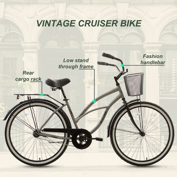 26/27.5 Inch Commuter Hybrid Cruiser Bike with Basket - Bed