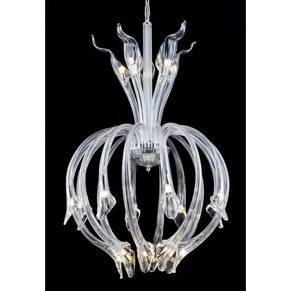 21Light D25.5'' Clear Hand Blown Glass Chandelier with Chrome Hardware
