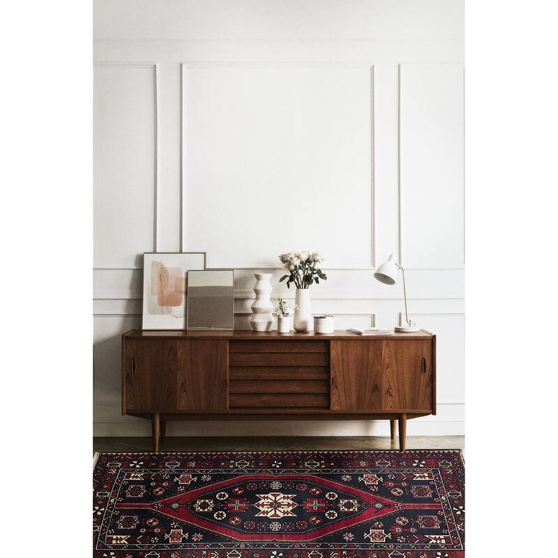 ECARPETGALLERY Hand-knotted Anadol Black, Red Wool Rug - 4'6 x 7'0