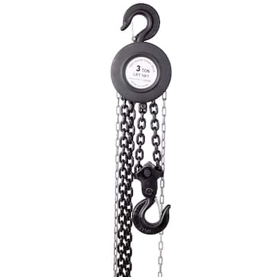 Chain hoist 4400 lbs. Black 10 ft. Steel Manual Chain Hoist Log Hook with 2 Heavy Duty Hooks