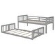 preview thumbnail 25 of 26, Twin Over Twin Floor Bunk Bed with Ladder, Solid Wood Bunk Bed Frame with Full-Length Guardrail, Detachable into 2 Separate Beds