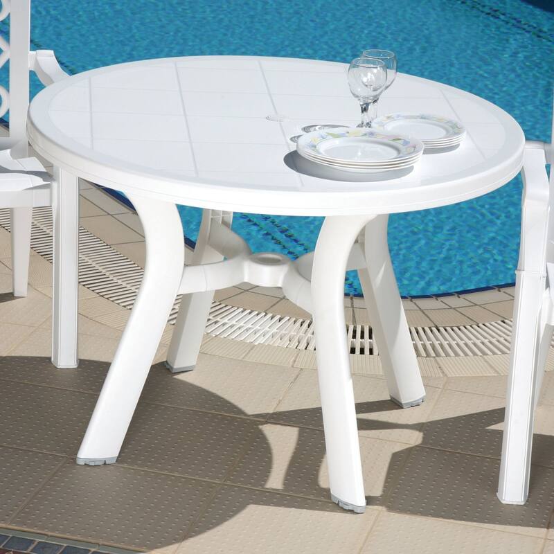 42" White Round Outdoor Patio Dining Table