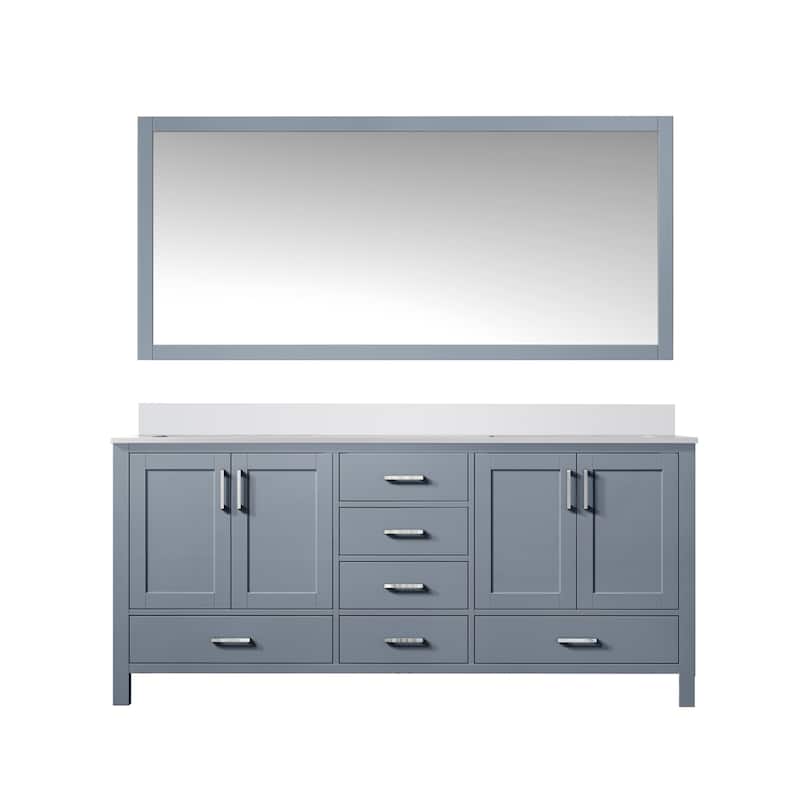 Jacques Bath Vanity, Cultured Marble Top and Mirror - Dark Grey - 60 Inch