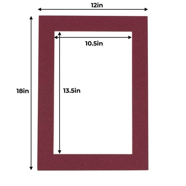 11x14 Mat for 12x18 Frame - Precut Mat Board Acid-Free Maroon 11x14 ...