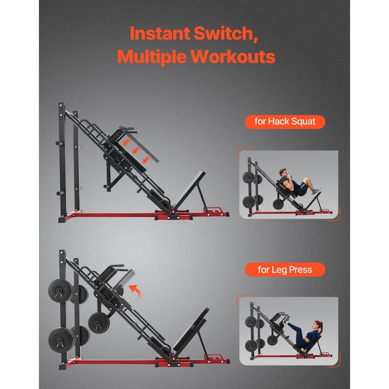 Carbon Steel Leg Press with Hack Squat Machine and 3-Level Adjustable Backrest Perfect for Home Gym Training - 85” x 58” x 48”