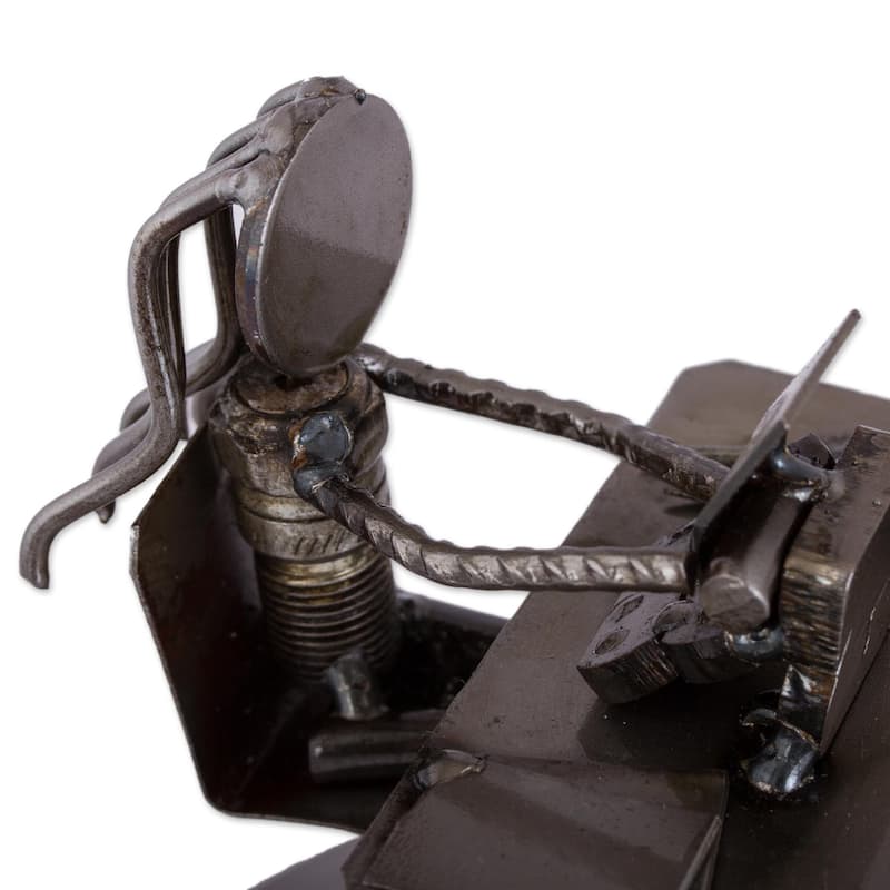 Novica Handmade Secretary Recycled Metal Auto Part Sculpture