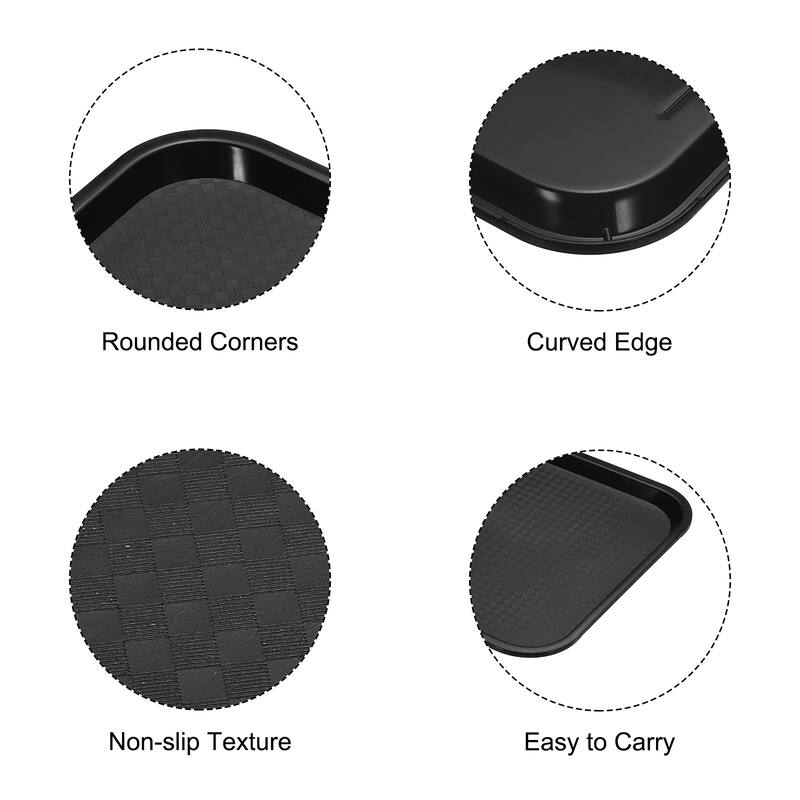 14x11" Fast Food Tray, 2 Pack PP Plastic Rectangle Serving Tray, Black