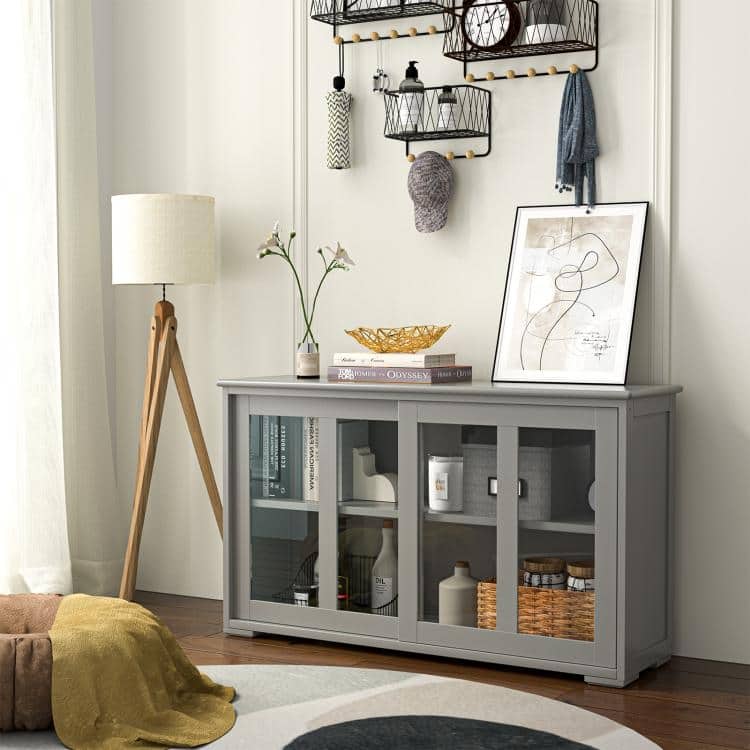Sideboard Buffet Cupboard Storage Cabinet with Sliding Door - 42" x 13.0" x 24.5" (L x W x H)