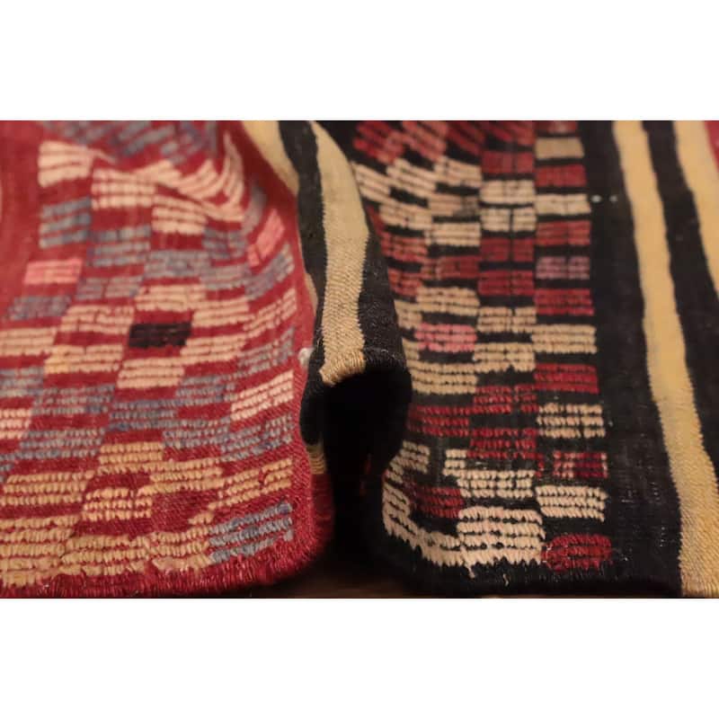 Hand Woven Oriental 100% Wool Carpet Southwestern Tribal Multi-Colored Kilim Area Rug - 9' 0'' X 6' 1''