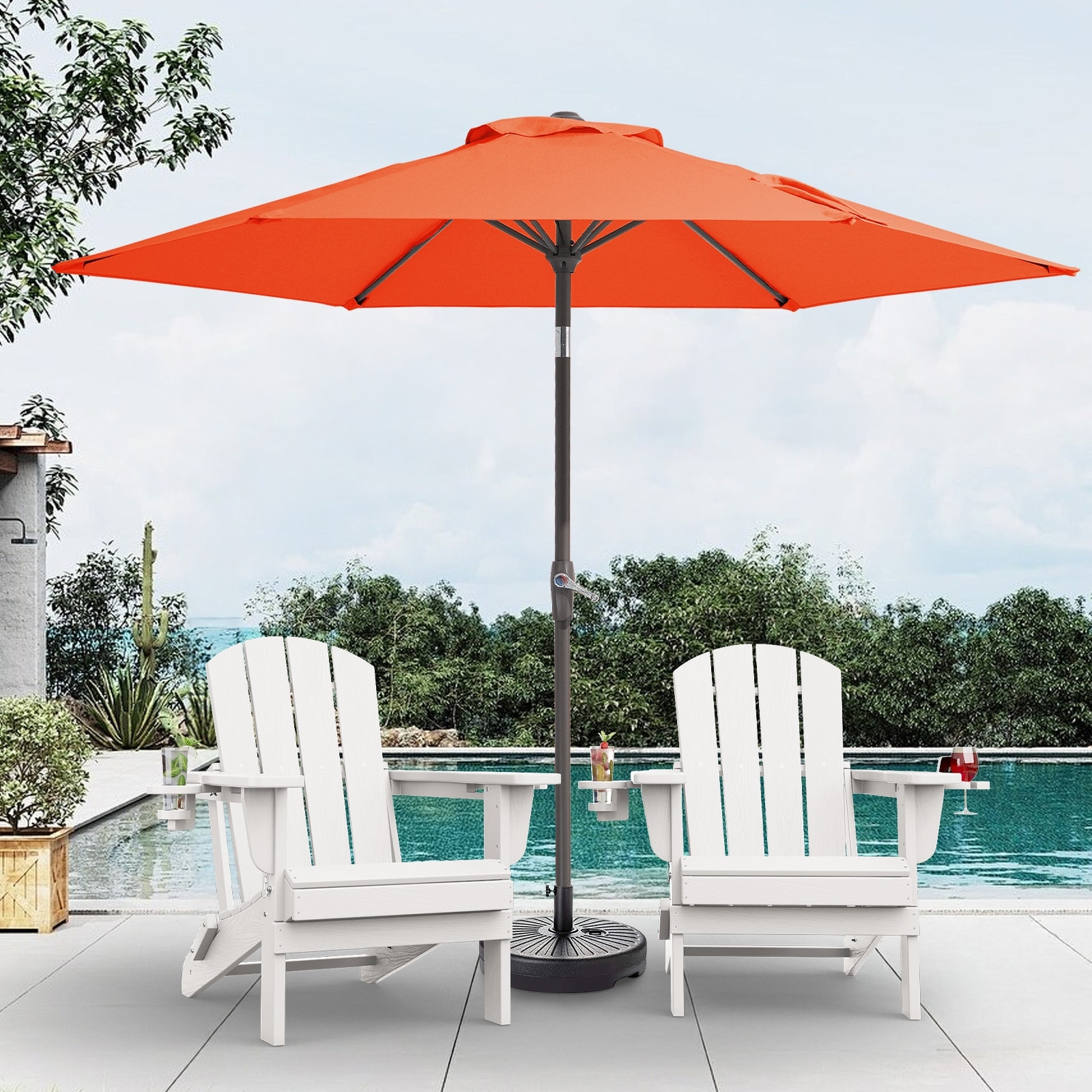 7 ft orange patio umbrella ABCCANOPY 7.5-ft Market Polyester The tilt function allows you to easily adjust the canopy angle as the sun moves ABCCANOPY 7.5ft Scalloped Patio Umbrella,
