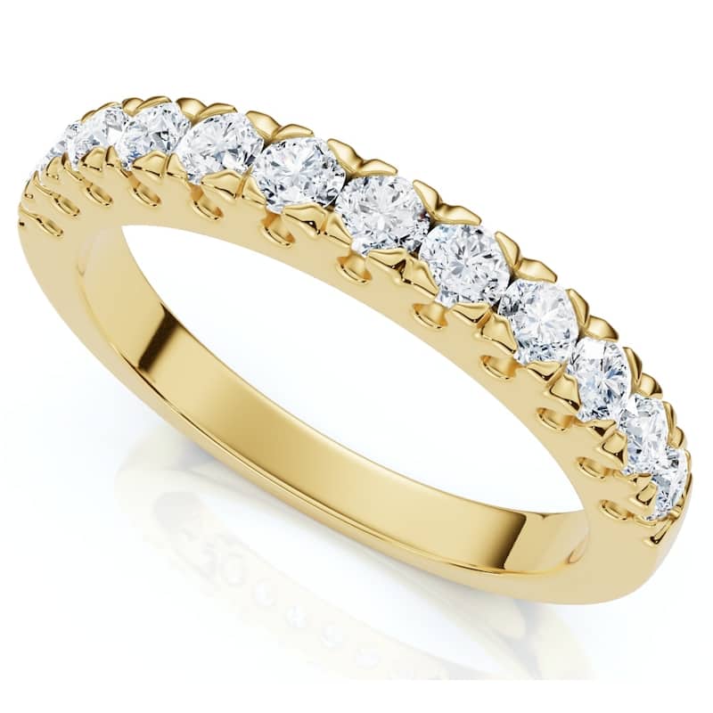 Bliss Diamond 1/2Ct Pave Diamond Wedding Anniversary Stackable Ring Gold Lab Grown - 8.5 - Yellow