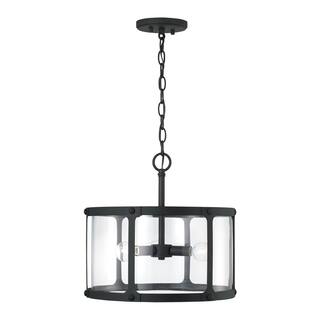 Brennen 3-light Black Iron Convertible Pendant/ Semi-Flush Mount
