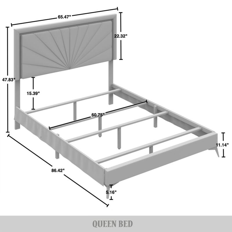 CraftPorch Luxurious Diamond Strip Velvet Upholstered Bed