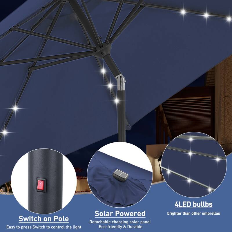Autlaycil 10FT Solar Power LED Lights Patio Umbrella