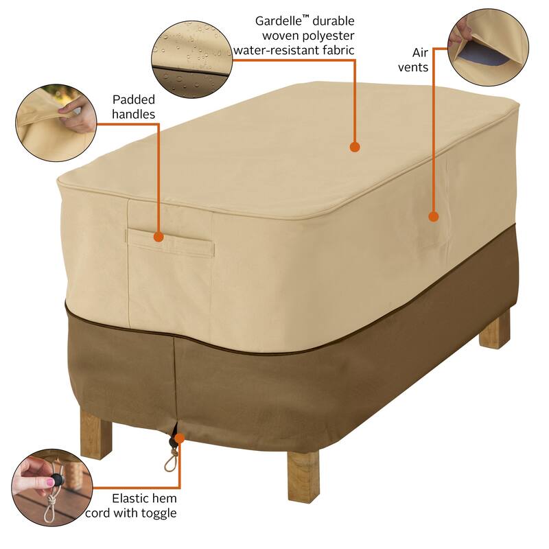 Classic Accessories Veranda Water-Resistant 32 Inch Rectangular Patio Ottoman/Side Table Cover