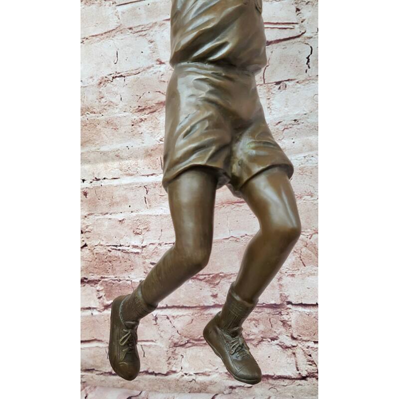 Basketball Player Slam Dunk Bronze Metal Sculpture Statue Figure On Marble Base