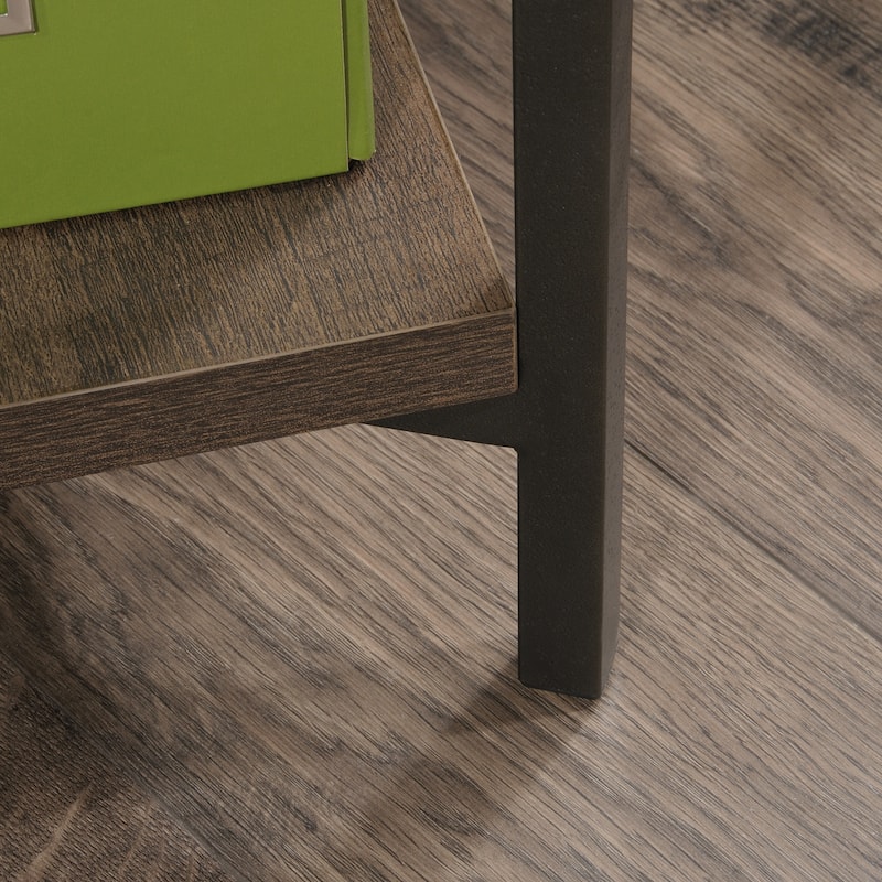 Wood L-Shaped Desk with Rustic Style, Brown