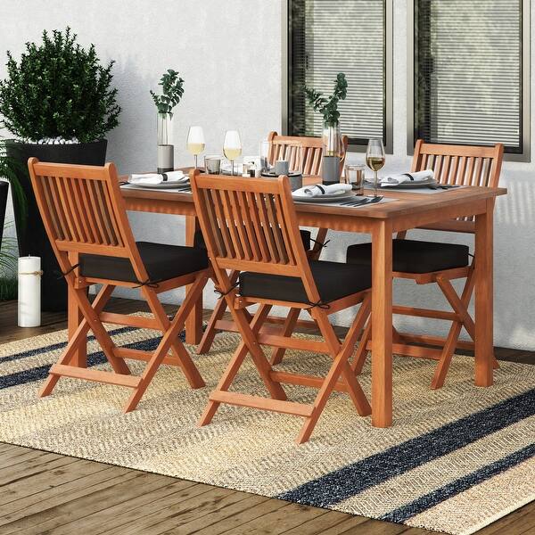slide 2 of 18, CorLiving Miramar Natural Hardwood Outdoor Dining Set, 5pc