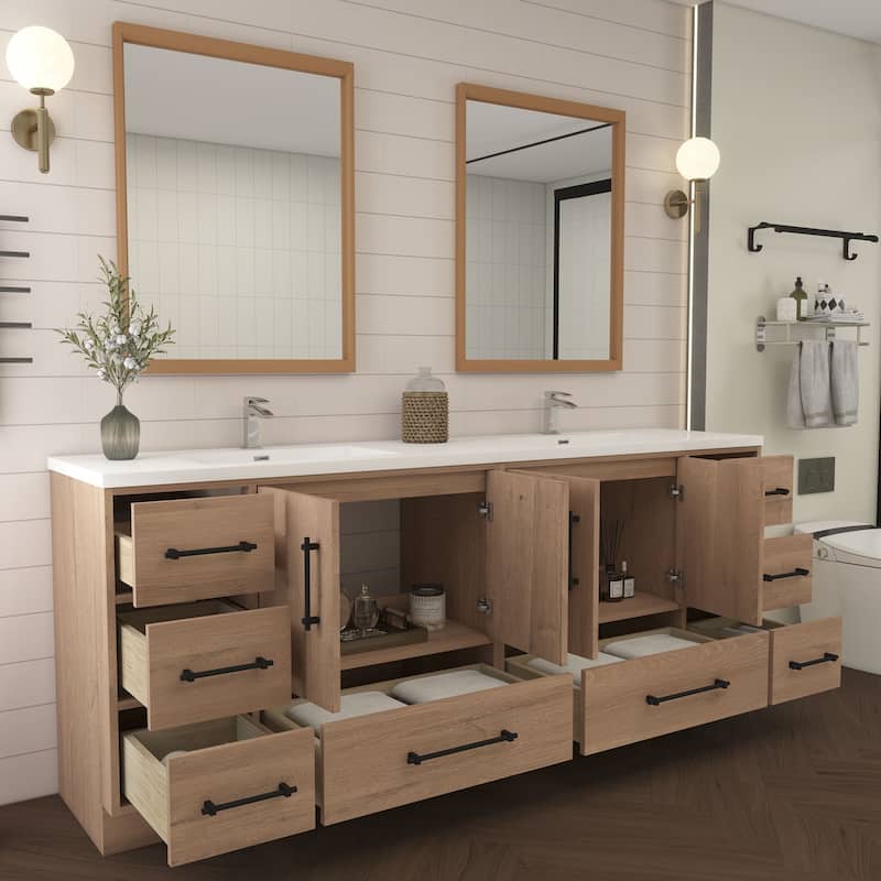 Victoria 84'' Freestanding Vanity with Double Reinforced Acrylic Sink - 83.5